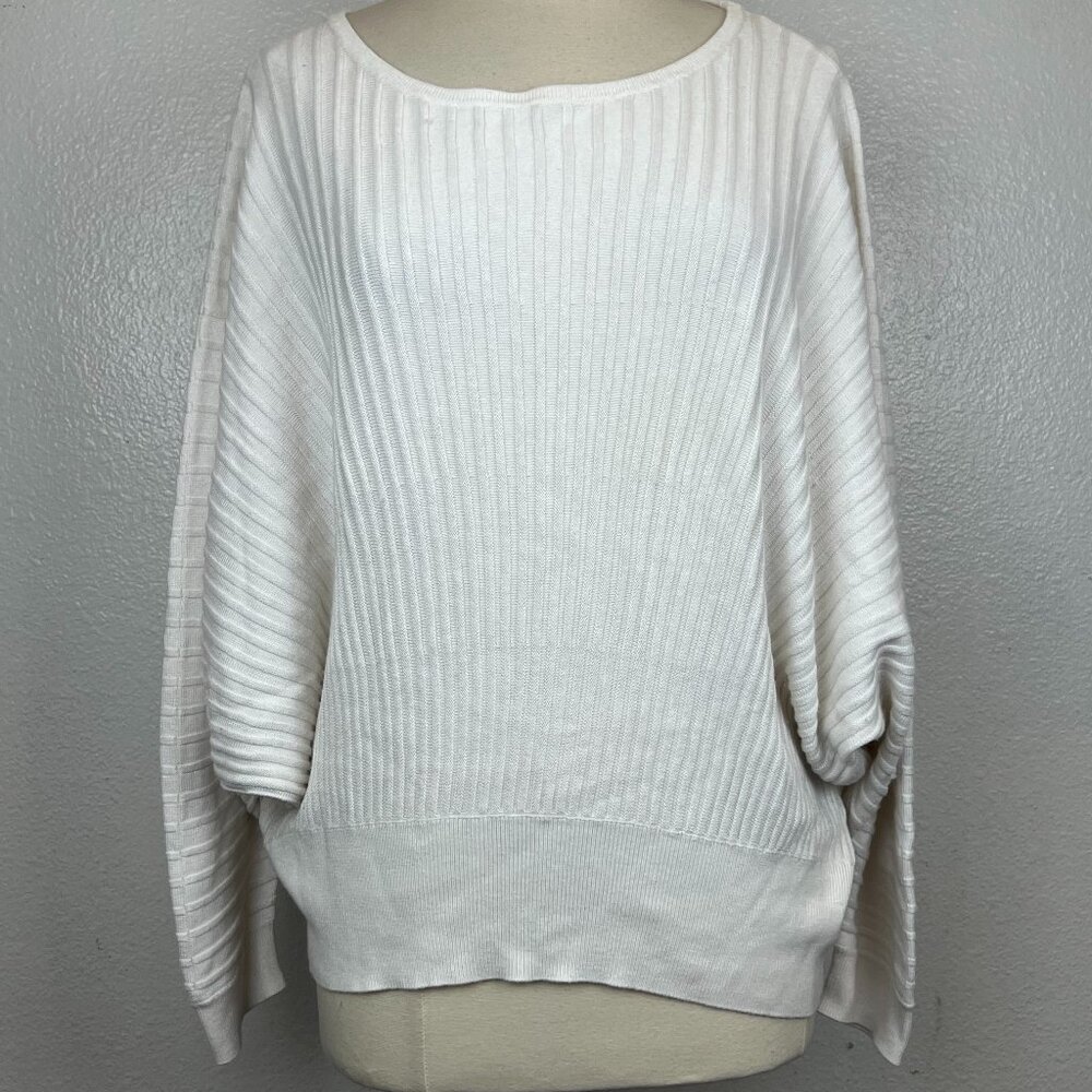 ANTHROPOLOGIE Cream Karla Ribbed Dolman Sleeve‎ Boatneck Sweater Size M